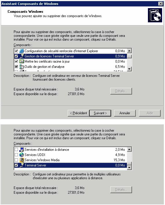 Ajout de composants Windows